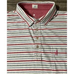 Johnnie O Hangin' Out Performance Red/Gray Striped Pocket Polo Stretch Size 2XL